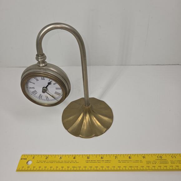 Vintage Antique Brass Desk Clock Table Detective Clocks Brass Deco MCM Gold - Picture 2 of 8